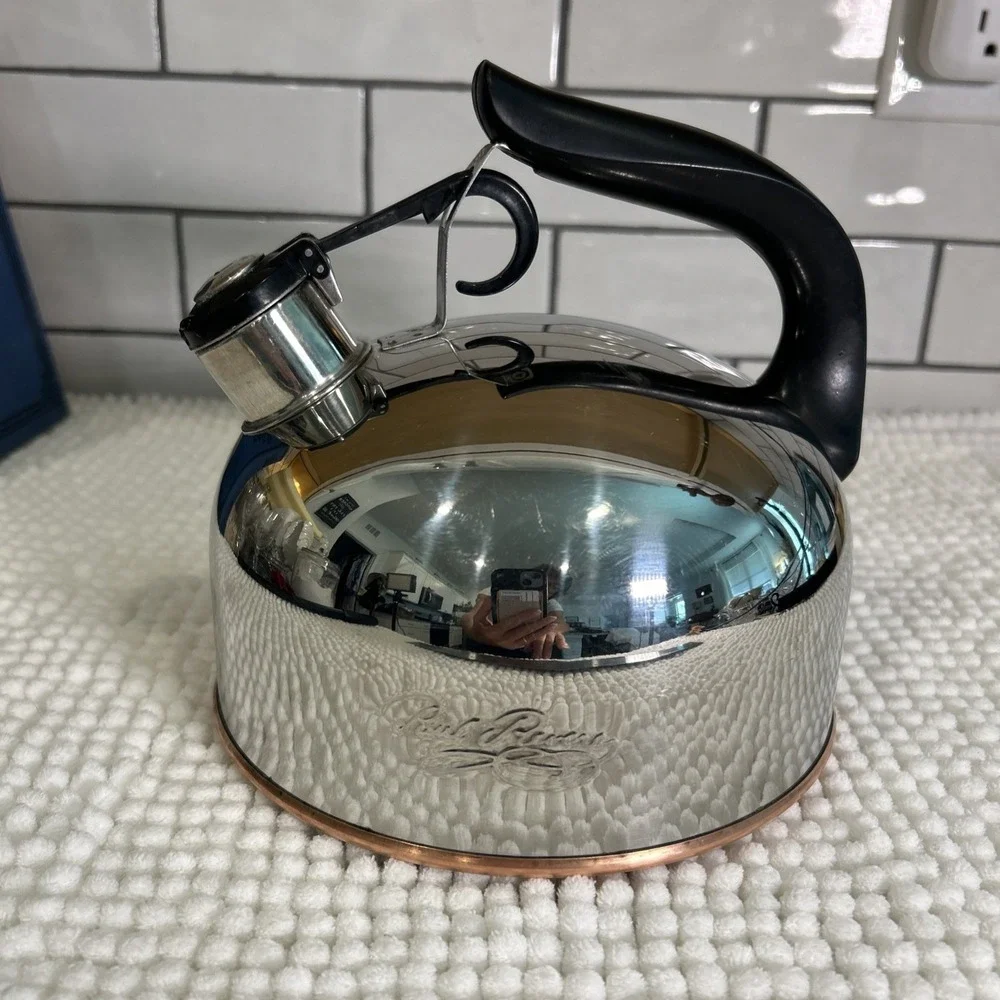 Vintage Revere Ware Whistling Tea Pot Copper Bottom Kettle